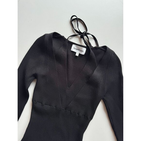 NWOT HEARTLOOM Sevilla Black Ribbed Knit Layered Halter Neck Midi Dress, Size XS - Picture 9 of 13